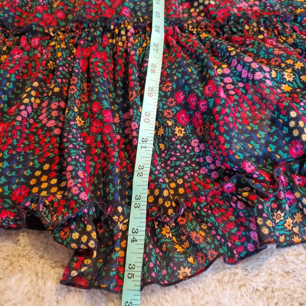 Apricot Floral Ruffle Mini Dress Size 8 | Boho Cottagecore - Picture 6 of 12